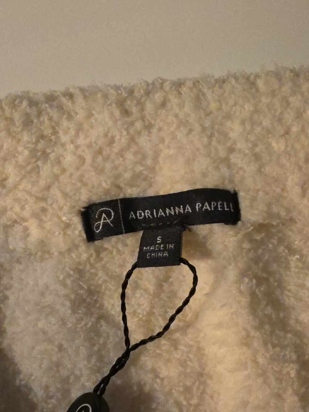 Adrianna Papell Cream Bouclé Mini Skirt with Black Bow Pockets - Picture 5 of 6